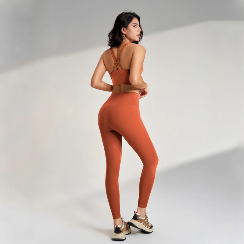 Legging Sem Costura + Top Alças Cruzadas