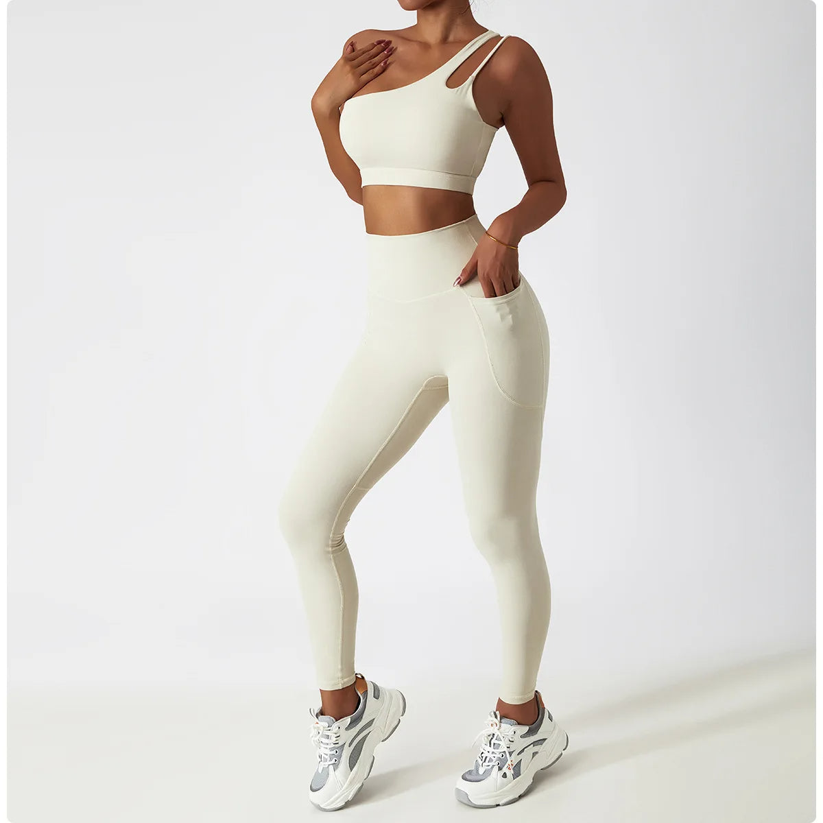 Conjunto One Side Top + Legging com Bolso